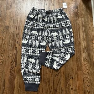 Old Navy flannel pajama jogger pants, pockets, medium, gray and white